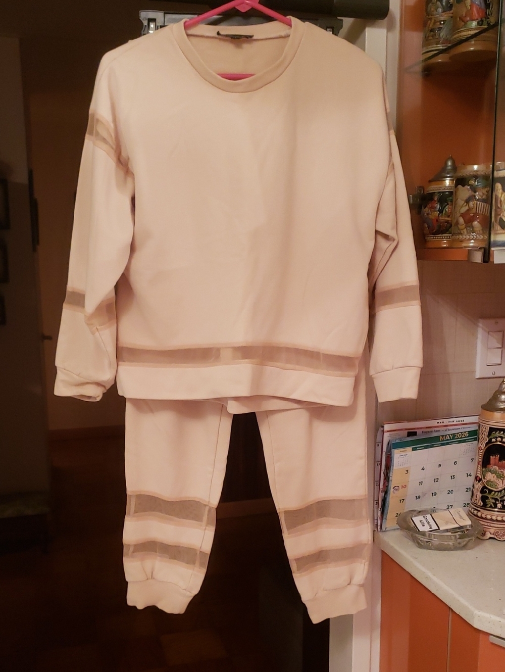 Lea & Viola Cream Kids Sweatshirt and Jogger Pajama Set